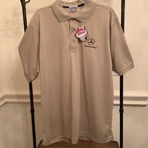 NWT Men's XL Tan Short sleeve Mercedes Benz Jockey Polo Shirt